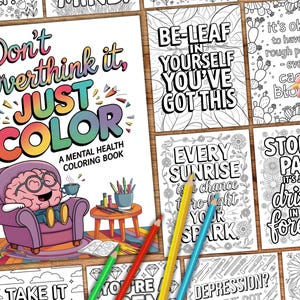 Geestelijke gezondheid Motiverende citaten Kleurplaten, handgetekende Mindfulness Kleurplaten, Positief Kleurboek, Inspirerend Kleurboek