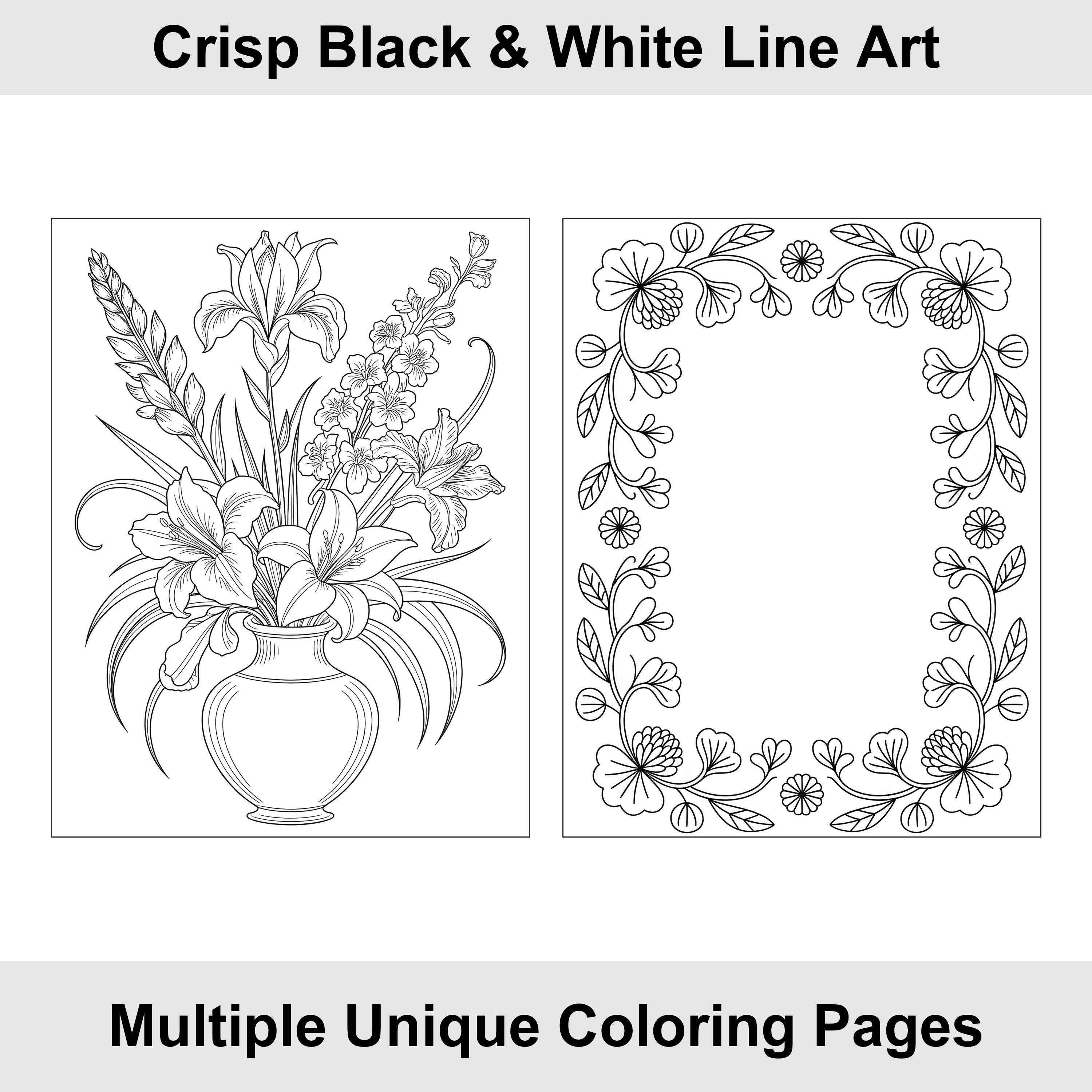 85+ Relaxing Flower Coloring Book Pages | Floral Adult Coloring Pages ...
