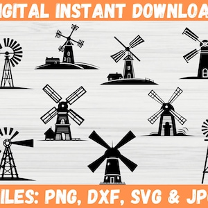 Farm Windmill SVG Bundle, Ranch Animals PNG, Rustic Farmhouse Silhouette ,Farmer Decal ,Farm Life SVG, Animals Svg, Farm Svg