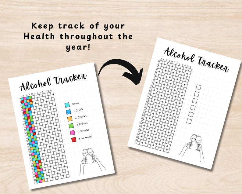 Alcohol Tracker Yearly, Drinks Tracker, Alcohol Challenge, Health ...