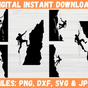 Escalada en roca SVG / Escalada de montaña svg / Escalada svg / Escalada svg Bundle / Escalada Clipart / Senderismo SVG / Escalada Victor PNG