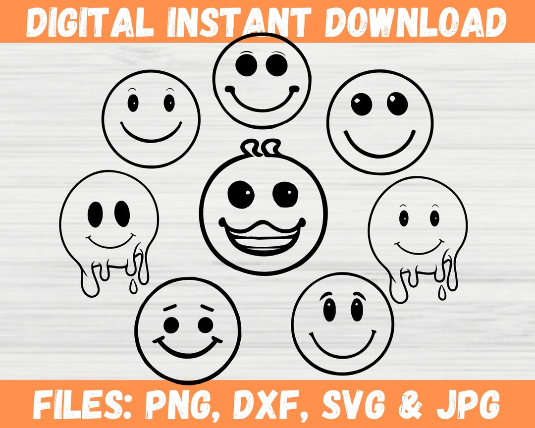 Smiley Face SVG Bundle Smile Emoji Faces Clipart Png Happy - Etsy