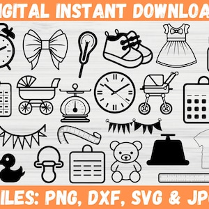 Geburt Baby SVG Bundle, Neugeborenen Krankenhaus Clipart Symbol Silhouette, Mama Kindergarten Baby Shower Fußabdrücke, Kleinkind Ankündigung Cricut Dateien Svg