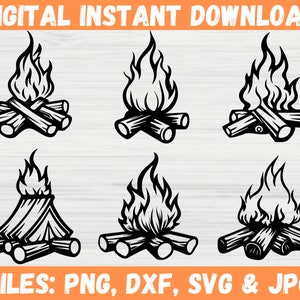 Campfire SVG Bundle, Camping Tent Clipart, BBQ Fire Outline Silhouette, Camp Life Bonfire Vector, Digital Instant Download, Cricut File Svg