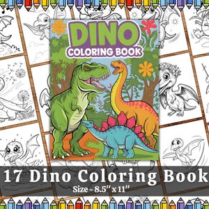 Dinosaur Coloring Pages for Kids – Printable Activity Book PDF with T-Rex & Jurassic Designs – 15+ Fun Sheets for Boys and Girls