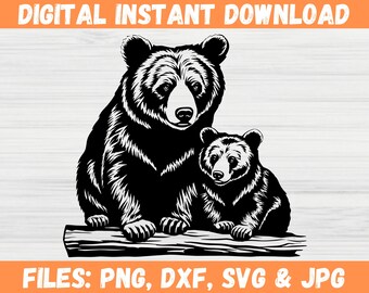 Black Bear Svg, Polar Bear SVG, Bear Cubs, Bear Family Vector, Bear and Mountains SVG, Mama Bear Svg, Bear Svg, Family Bear SVG
