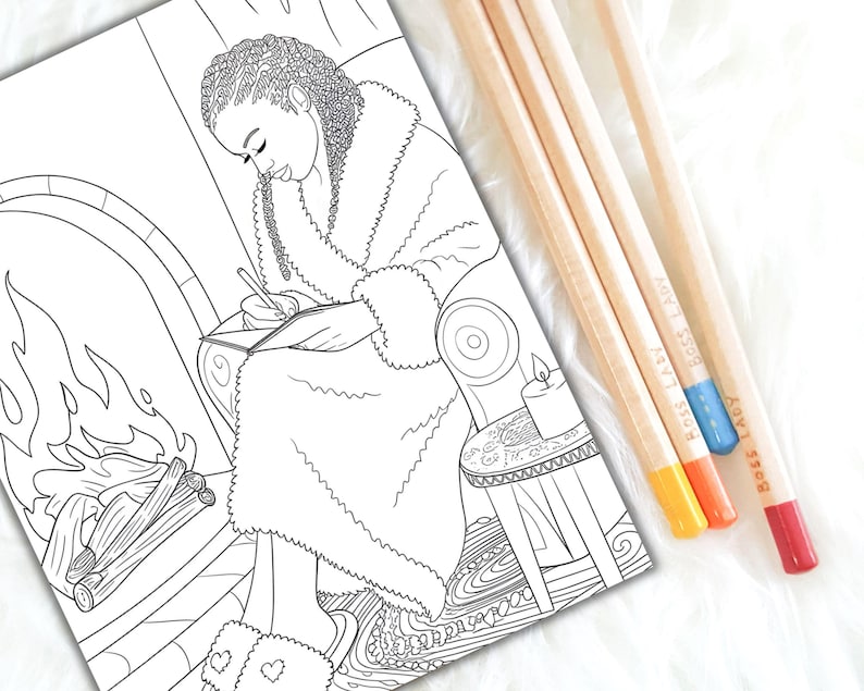 Black Woman in Nature Coloring Pages
Black Woman Relaxing in Garden
Black Woman with Aromatherapy Coloring Pages
Black Woman in Cozy Setting Coloring Pages
Black Woman Reading Coloring Pages
Black Woman Peace and Relaxation SVG
Black Woman with Blanket Coloring Pages
