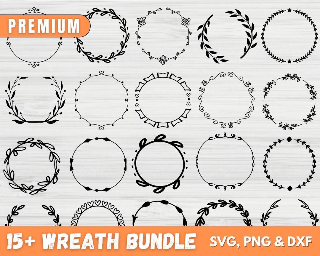 Wreath SVG Bundle, Floral Circle Svg Bundle, Heart Laurel Wreath Svg ...