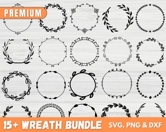 Wreath SVG Bundle, Floral Circle Svg Bundle, Heart Laurel Wreath Svg, Wedding Wreath Monogram, Circle Frame Svg, Cricut Cut File Svg,Png,Dxf