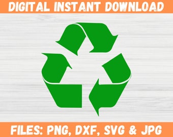 Recycle Symbol Svg - Cricut Files for Svg, Png, Dxf, Jpg - Environment Friendly Earth Day Clipart Design - Green Recyclable Logo Vector.