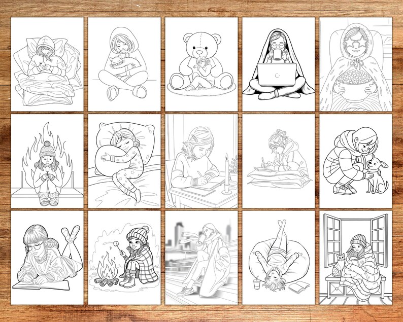 Cozy Girl Moments Coloring Book for Adults | Relaxing Cute Pages ...