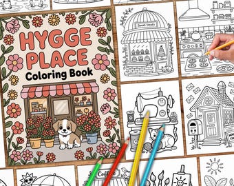 Cozy Coloring Book PDF | 49 Printable Hygge Coloring Pages for Adults | Scandinavian Designs Relaxation | Instant Download Commercial Use
