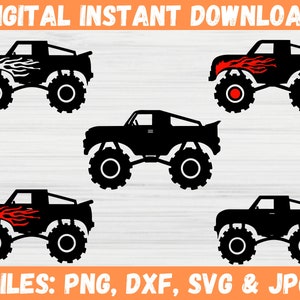Monstertruck SVG-Dateien | Semi Truck Illustration Aufkleber | Layered Cut Datei für Cricut & Silhouette | LKW Fahrzeug Clipart, PNG, DXF