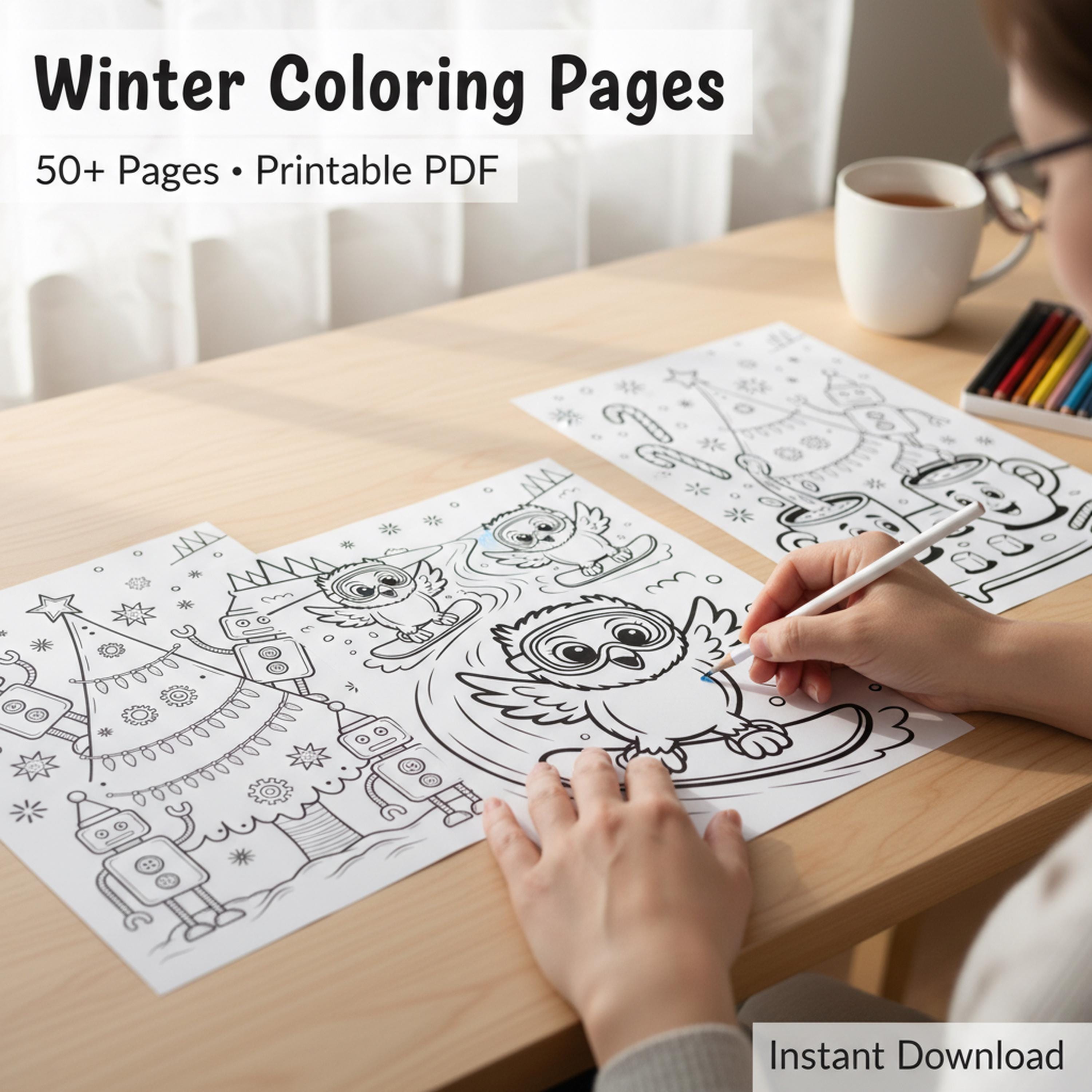 60+ Winter Coloring Pages for Kids & Adults • Printable Winter Coloring