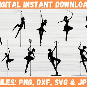 Pole Dancer SVG Bundle, Dance Design svg,  Exotic Dancer Svg Png, Pole Dancing Decal Sticker, Pole Dance Clipart, Stripper Dance Clipart