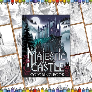 Majestic Castle Coloring Pages, Printable Fantasy Sheets, Relaxing Intricate Designs Art, Kids Coloring Pages, Castle Coloring Pages Sheets