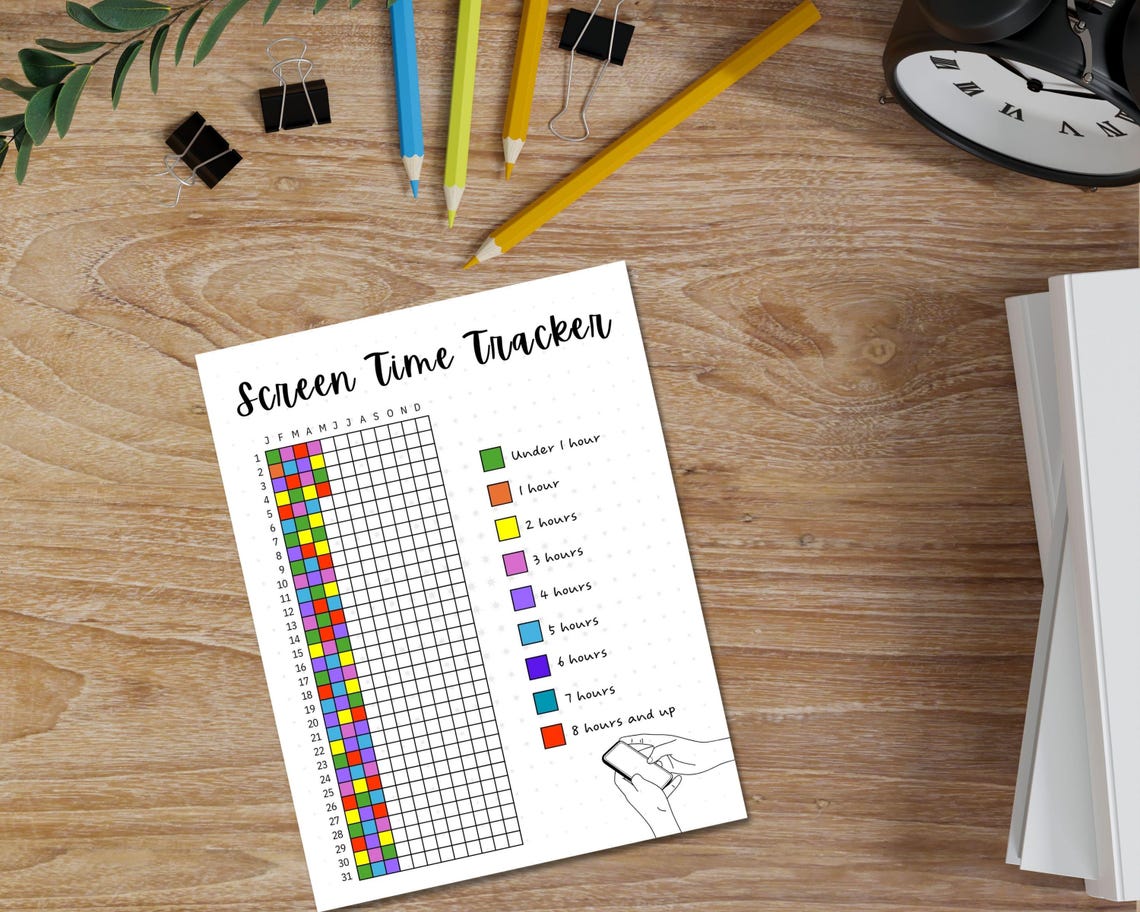 Printable Screen Time Tracker for Kids, Screen Time Chart, Screentime ...