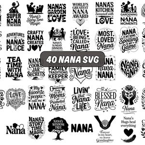 Blessed Nana SVG Bundle, Grandma SVG Cut Files for Cricut Silhouette, Nana T-Shirt Design, Family Gift for Grandma, Digital Download