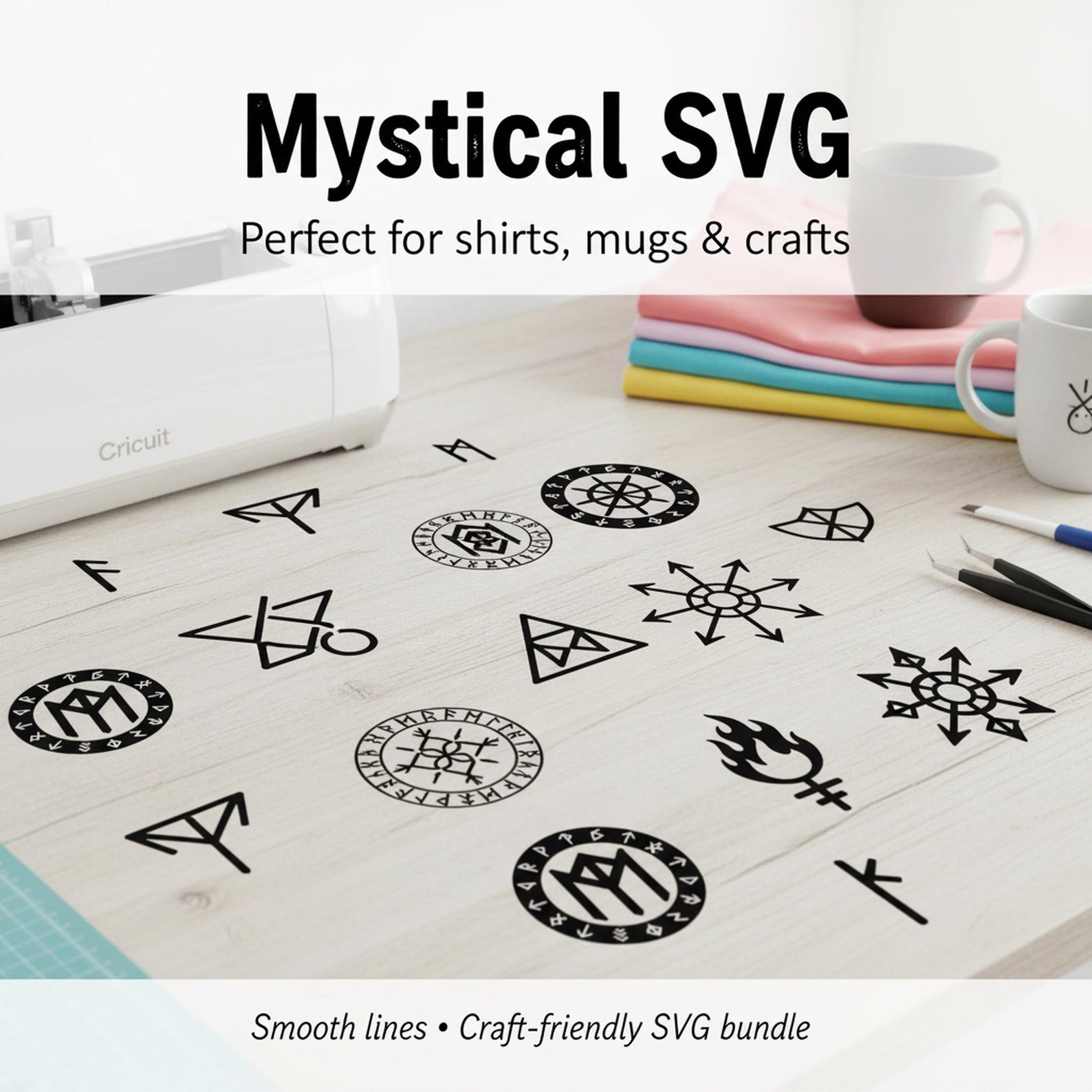 30 Magic Symbols SVG Bundle, Arcane Spell Circle & Rune Icons for ...