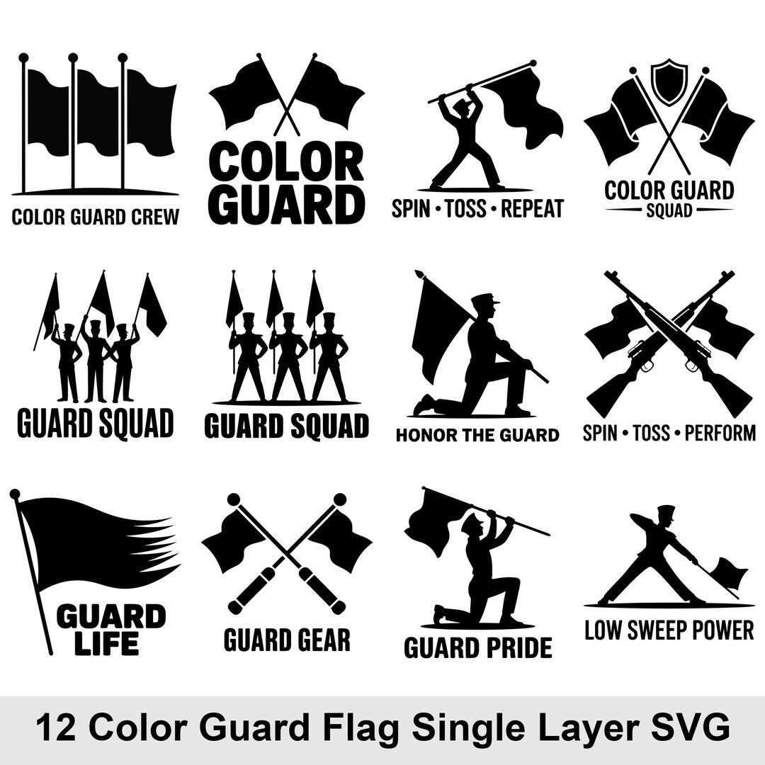 Color Guard SVG Bundle, Flag Flipping Color Guard SVG Cut File, Winter ...