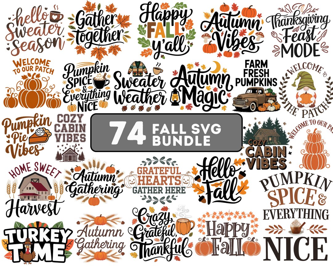 Fall SVG Bundle | Autumn & Thanksgiving Designs | Perfect for Crafts ...