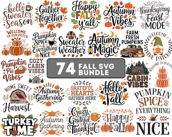 Fall SVG Bundle | Autumn & Thanksgiving Designs | Perfect for Crafts (Digital Download)