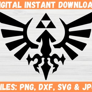 Royal Crest SVG Silhouette, Hyrule Triforce Symbol Clipart, Legend of Zelda Video Game, Hylian Digital Download, Cricut Cut Files for SVG