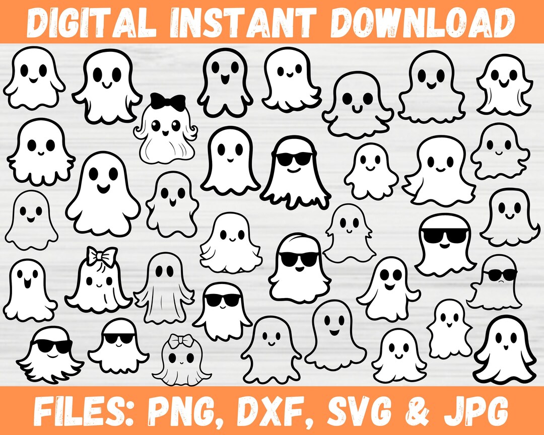 Cute Ghost SVG Bundle, Ghost Face, Decal Cricut Cut File, Commercial ...