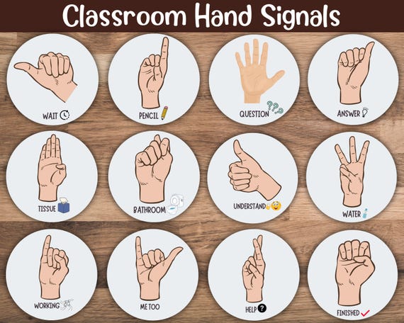 Classroom Hand Signals Poster Display, Preschool Class Bulletin