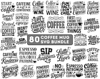 Coffee Mug SVG Bundle, Funny Sarcastic Quotes, Instant Download Cut Files for Cricut, Silhouette, Commercial Use, Office Humor Designs