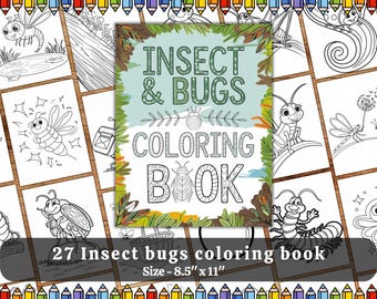 Kleurplaten insecten voor kinderen | Leuke en educatieve insectenkunst (digitale download)