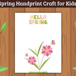 Spring Handprint Craft for Kids, Flowers Handprint Activity, Printable Keepsake for Toddlers, Preschool, Homeschool, Spring Printable Art