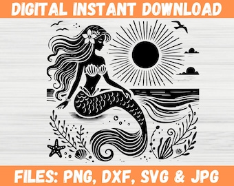 Mermaid Beach Svg, Mermaid Silhouette, Mermaid Tail SVG, Mermaid Clipart, Mermaid SVG, Mermaid Monogram Svg, Cute Mermaid Svg, Mermaid Soul.