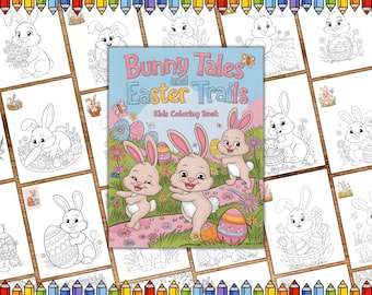 Easter Bunnies Coloring Book, Easter Rabbit Coloring Pages, Grayscale Coloring, Kawaii Easter Bunnies, Cute Easter Animals Coloring Pages