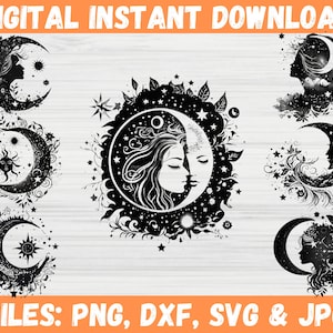 Celestial Boho Bundle SVG - Magic Moth, Witchcraft & Mystical SVG - Digital Download for Silhouette Crafting - Cricut Files Svg,Png,Dxf,Jpg