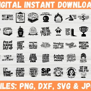 Funny Adult SVG Bundle, Sarcastic Quotes & Rude Designs, Savage Adult Humor Cut Files, Crafting Bundle , Cricut Silhouette, Instant Download