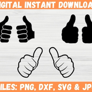 Thumbs Up SVG Bundle, Hands Svg, Thumb Down Svg, Thumb Up Vector Good Work Awesome Finger Silhouette Clipart,  Signal Png Cricut Cut File