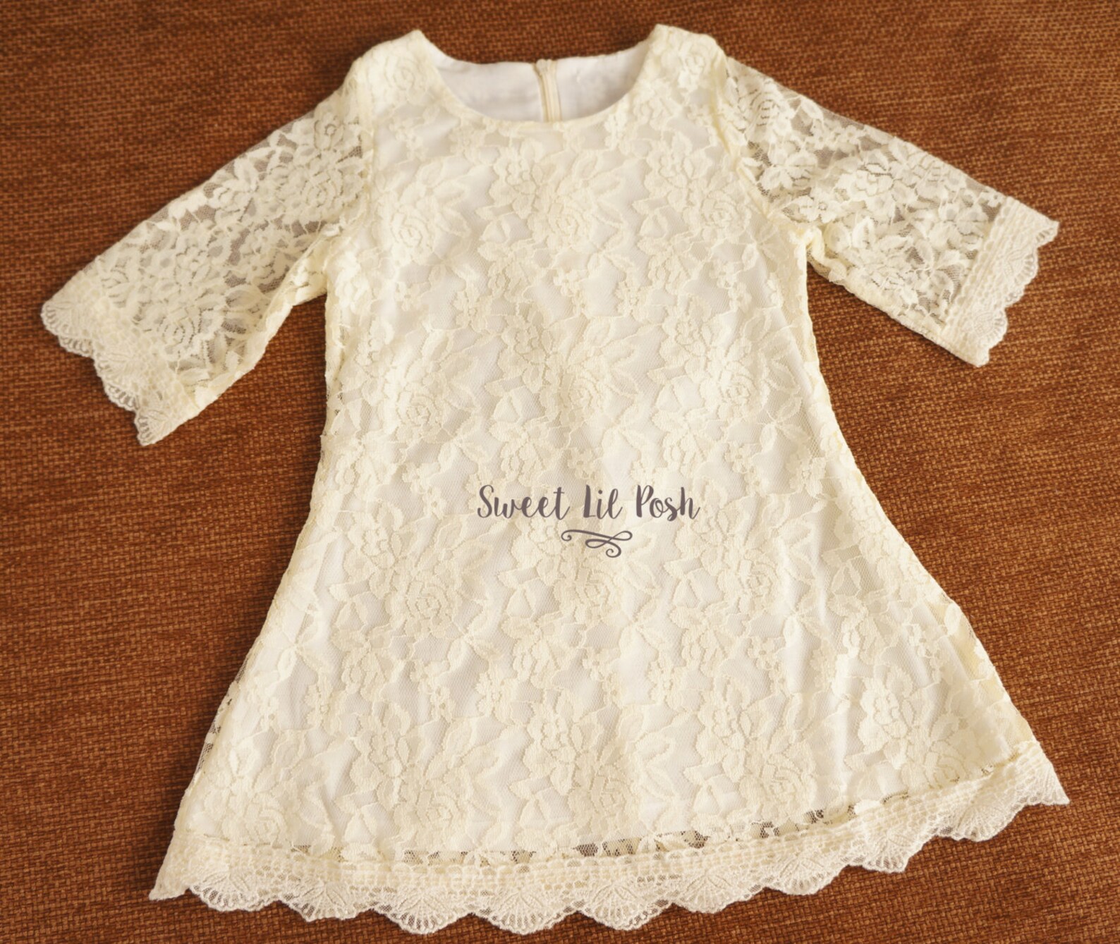 Alice Lace Dusty Blue/Ivory Girl Dress