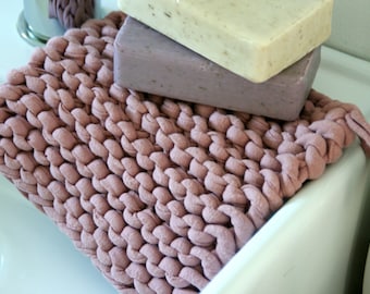 Recycled cotton tawashi Terry zero waste for bath and body Knit tawashi Durable cloth Cotton washcloth Dusty purple washcloth