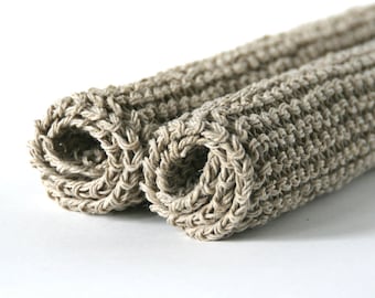 Set of 2 Knitted Linen Washcloths, Natural Skincare, Zero Waste