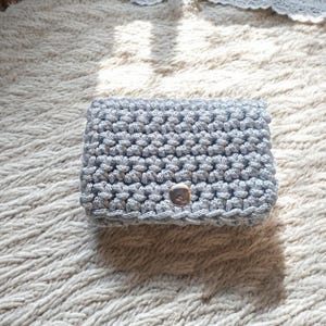 Porte carte au crochet, couleur gris argent.