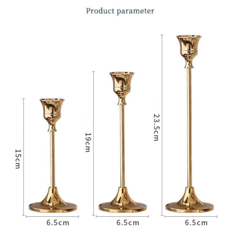 Set of 3 Candlesticks Holder French Gold Taper Candles Holder Etsy