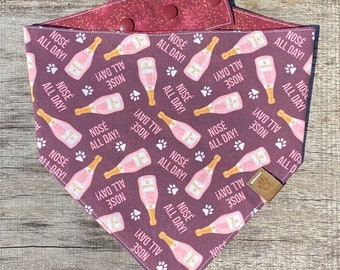 The "Nose All Day" Snap Style Reversible Bandana, Personalized Dog Bandana, Dog Bandanna, Dog Scarf, Puppy Scarf