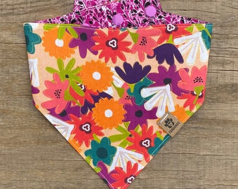 The Penny Snap Style Reversible Dog Bandana, Cute Floral Dog Bandana, Personalized Bandana, Dog Puppy Scarf, Gift For New Puppy Dog