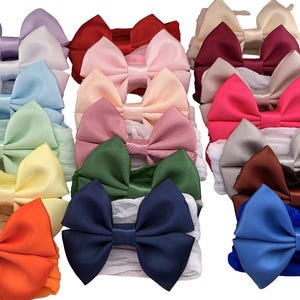 19-delat set med hårband i satin för babyn | 7,5 cm rosett till håraccessoarer (presentset)