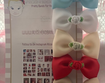 Handmade Flower Embroidery Bow Clips: Baby Toddler Hair Accessories