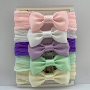 Mini diademas con lazo de satén, lazo pequeño para niña, tamaño 2,5 pulgadas
