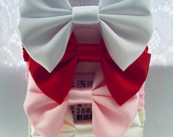 Satin Bow Headband Set: Newborn Christening Hair Clip