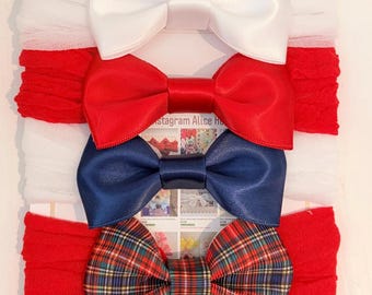 Mini Satin Christmas Bow Headbands Tiny bow For Baby Girl Size 2.5 inch