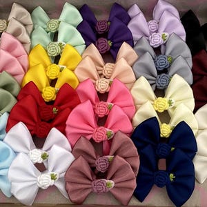 38 laços para rabo de cavalo com bordado de flores - presilhas de cabelo de 6 cm